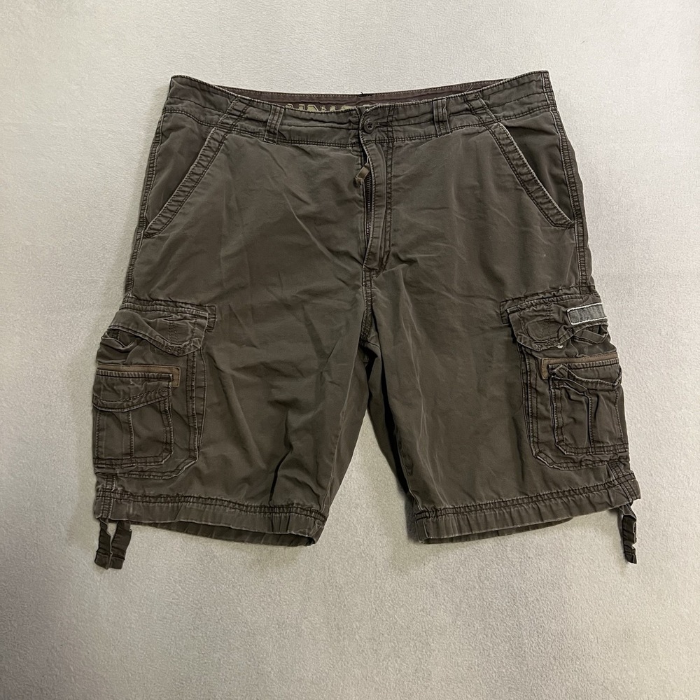 Union Bay Cargo Shorts Men's Size 38 Brown Khaki Stretch Cargo Y2K Baggy Skater